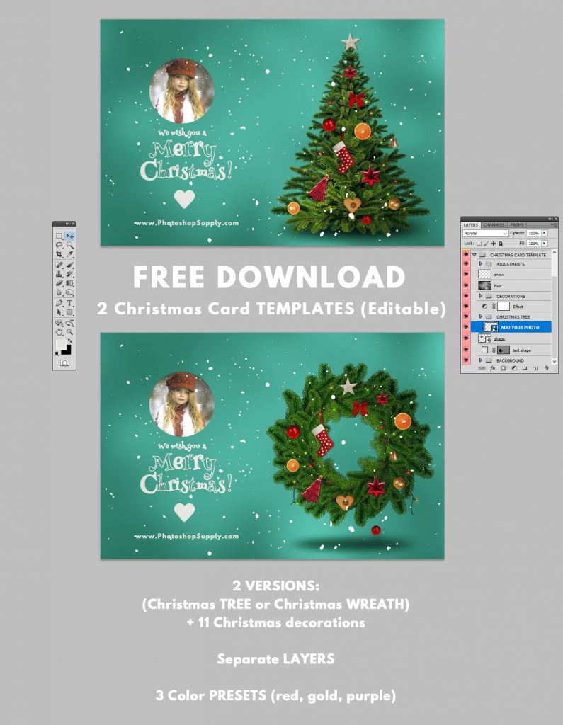 christmas greeting cards templates photoshop