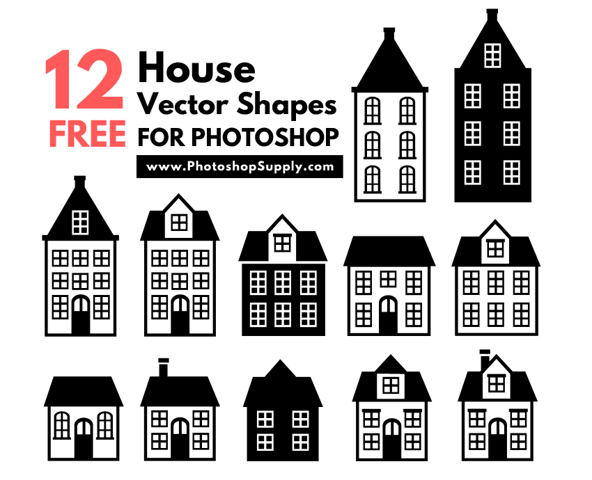 Download (FREE) House Silhouette | Vector Shapes & PNG - Photoshop Supply