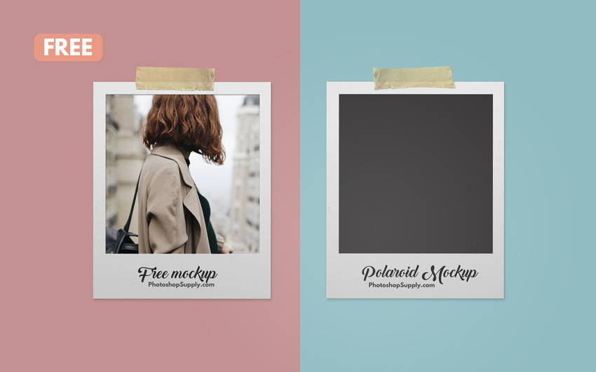 Download Free Polaroid Mockup Photoshop Supply PSD Mockup Templates