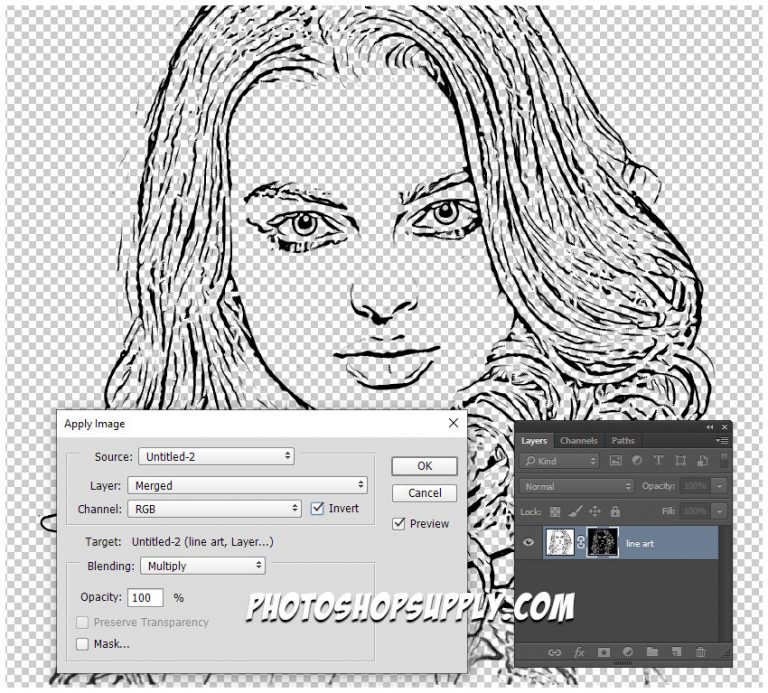 [FREE ] Line Art Photoshop Tutorial & Action